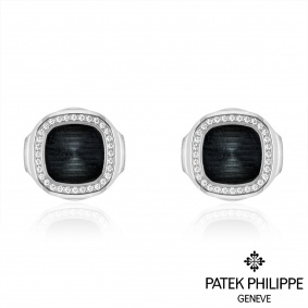Patek Philippe White Gold Diamond Nautilus Cufflinks Patek Philippe White Gold Diamond Nautilus Cufflinks